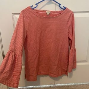 Red and white strip j crew factory top